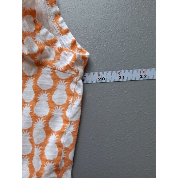 Talbots Knit Top M Orange White Pineapples Blue Stripes Short Sleeves Preppy Bea - Picture 6 of 7